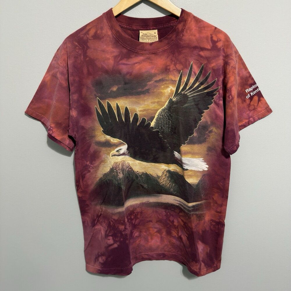 Vtg 2004 The Mountain Soaring Eagle Ronnie Hedge T-Shirt Red Orange Tie Dye M